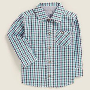 Gingham Pocket Long Sleeve Sport Shirt